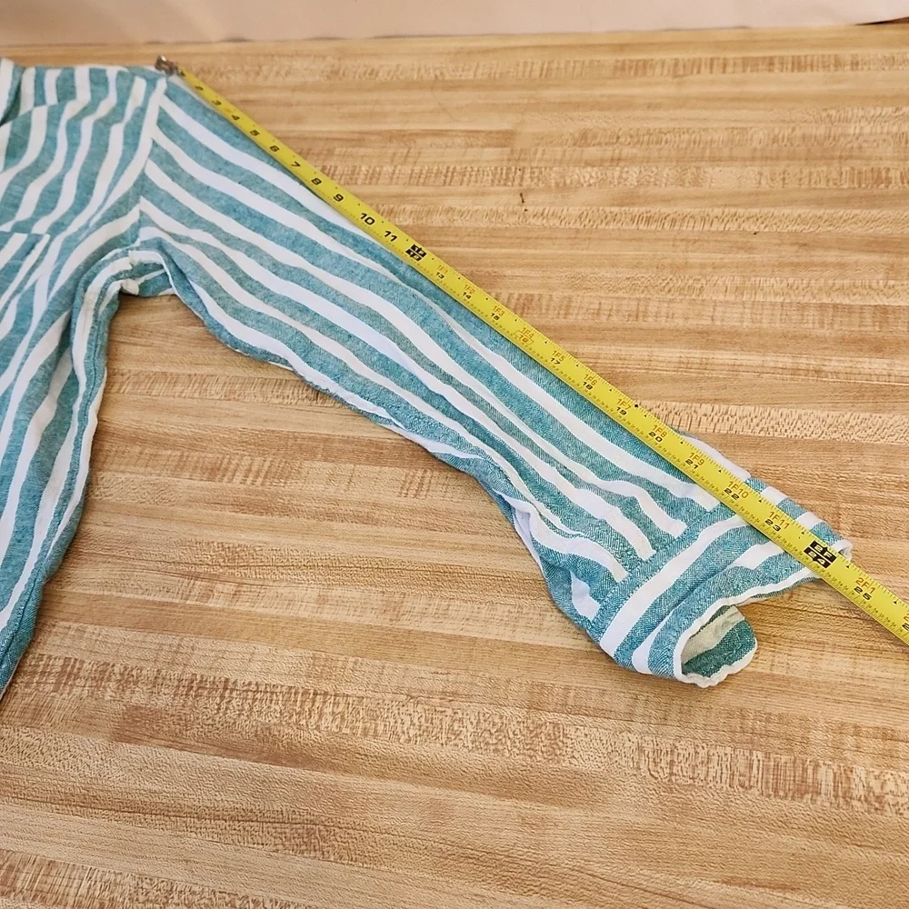 UNIVERSAL THREAD Linen Blend Women’s Green and White Striped Shirt, size S - Picture 12 of 12